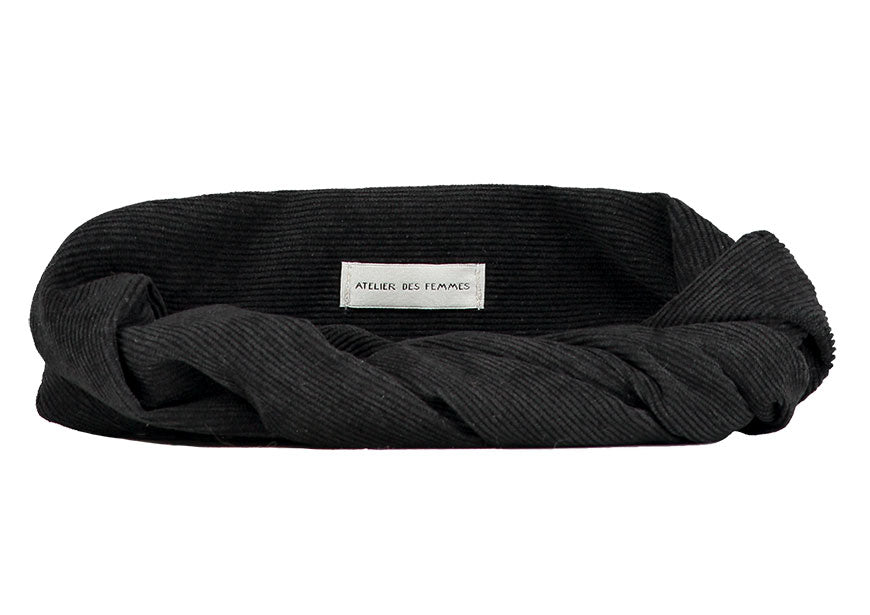 Black Corduroy Headband - Bandeau Tessel