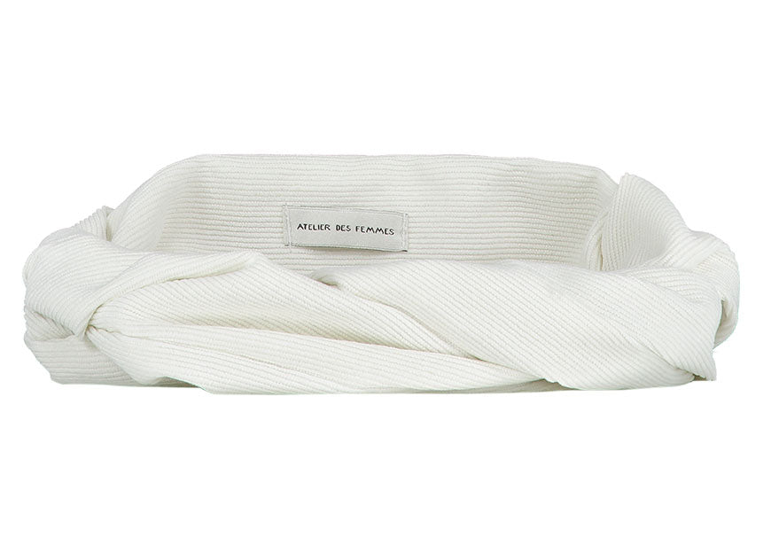 White Corduroy Headband - Bandeau Zara