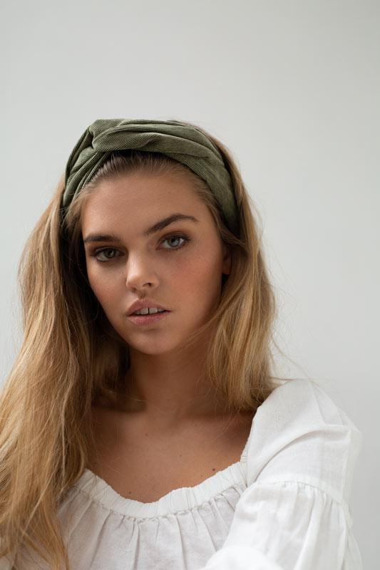 Light green corduroy Headband - Bandeau Penny