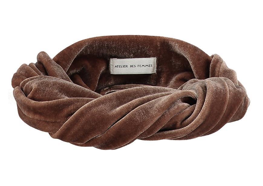 Brown velvet Headband - Mini Bandeau Emilie