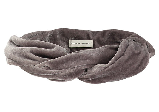 Grey Velvet Headband - Bandeau Esmee