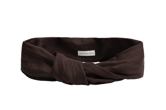 Brown Linen Headband - Bandeau Brigit