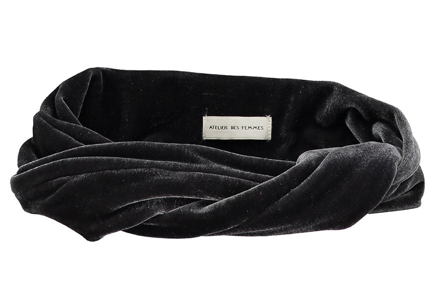 Grey Velvet Headband - Mini Bandeau Romee