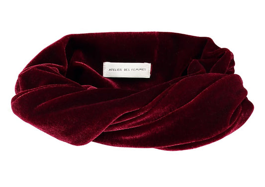 Burgundy Velvet Headband - Bandeau Gaby